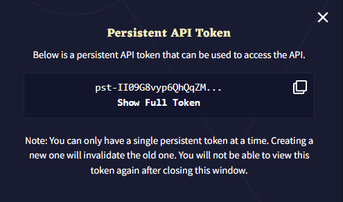 持久 API 令牌