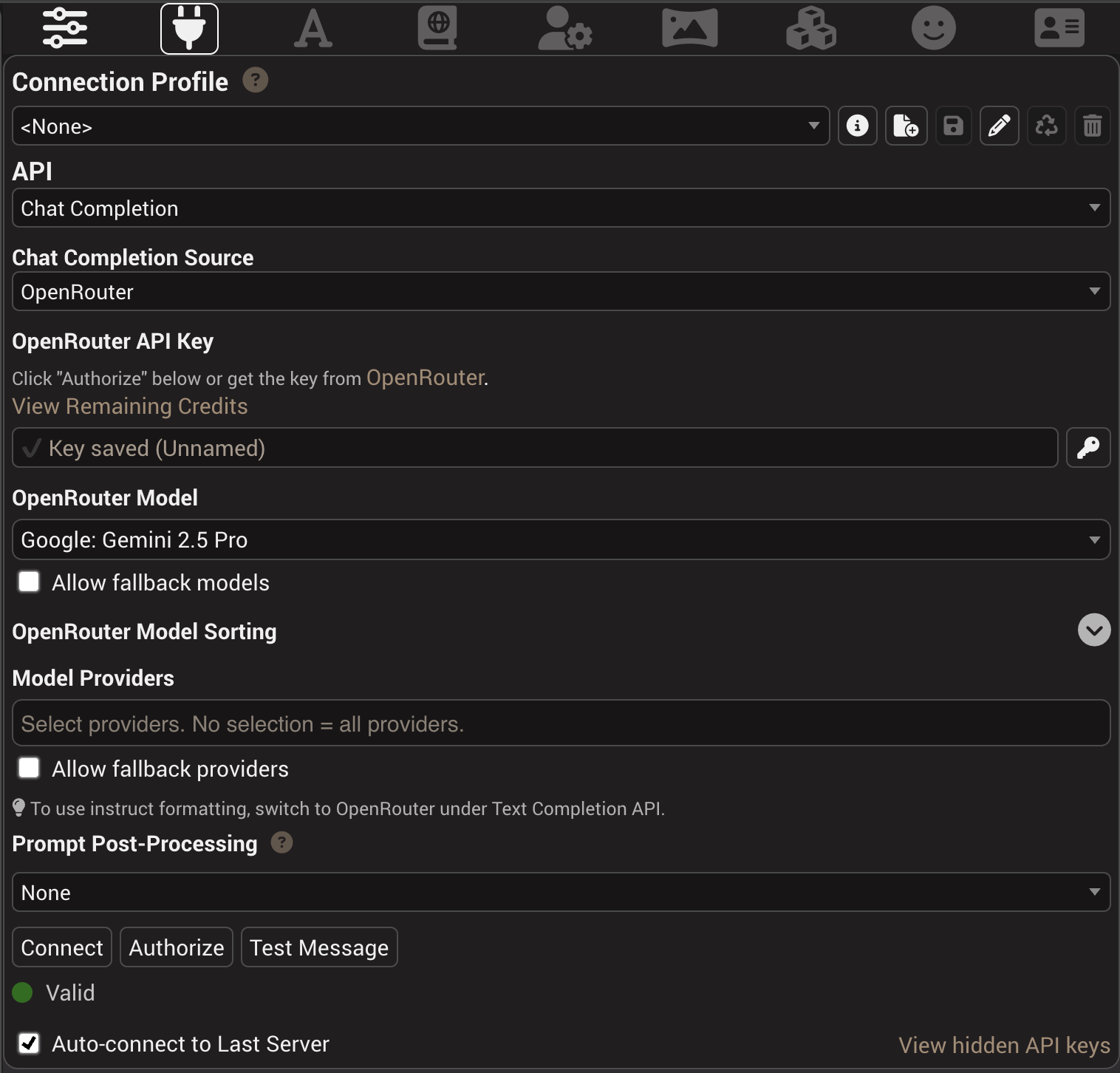 OpenRouter 连接面板